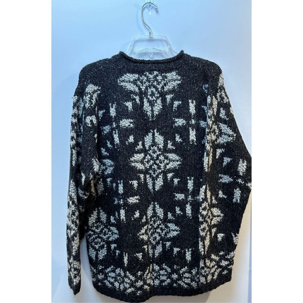 Jones New York Country women’s wool alpaca blend black & gray sweater L #28-0715 - Picture 2 of 3